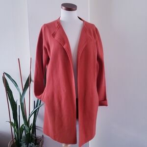 J. CREW Knit Open Front 100% Cotton Long Cardigan/Blazer - Burnt Orange M